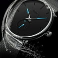 thumbnail image 4 of BIDEN BIDEN Minimalist Mesh Stainless Steel Men's Watch - 40mm Large Dial, Quartz Movement, Waterproof, Black, Boxed, 4 of 6