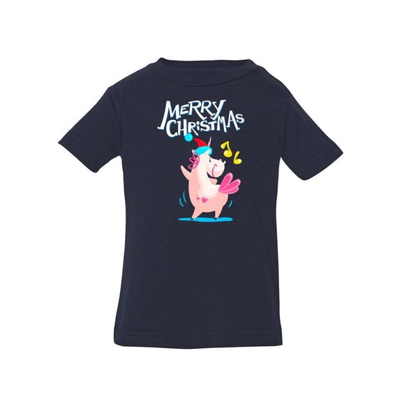 Unicorn In Santa Hat Dancing T-Shirt Infant -Image by Shutterstock, 6 Months