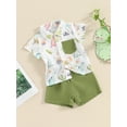 thumbnail image 3 of CIYCuIT Toddler Baby Boys Summer Clothes Short Sleeve Dinosaur Print Button Shirt + Elastic Waist Shorts 2Pcs Outfits Infant Casual Cute Shorts Sets  6M 9M 12M 18M 24M 3T, 3 of 9