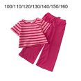 thumbnail image 4 of Minnieouse Niños patrón de rayas camiseta pantalones conjunto correr trotar ejercicio viajar estilo casual poliéster niñas tops pantalones kit conjuntos de ropa 150cm, 4 of 6
