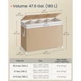 thumbnail image 6 of Natural Beige & Matte White 4 - Compartment Laundry Hamper. 47.6 Gal Laundry Sorter on Wheels, with Lid, Removable Liners & Handles, 6 of 7