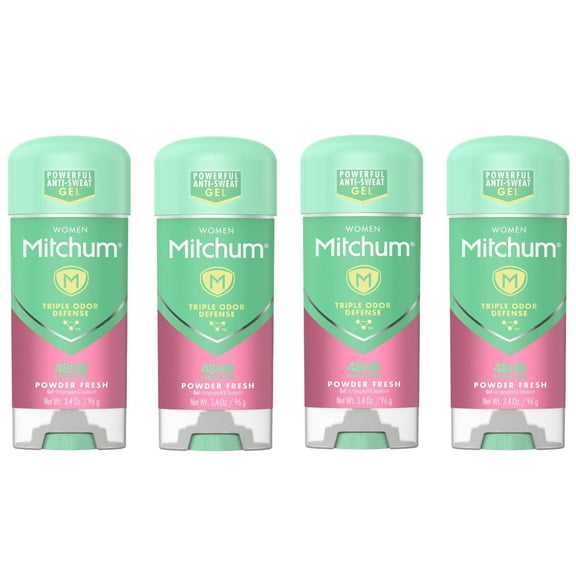 Mitchum For Women Anti-Perspirant Deodorant Clear Gel, Powder Fresh, 3.40 oz (Pack of 4)