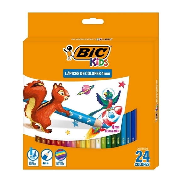 Lápices de Colores Bic Evolution Mina gruesa 4 mm 24 Piezas