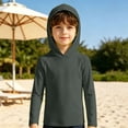 thumbnail image 6 of Bigetiay Sun UPF 50+ Beach Hooded Rash Guard for Boys – Long Sleeve Pullover Sun Shirt with Raglan Sleeves for Kids, Size 6-7 Years, 6 of 6