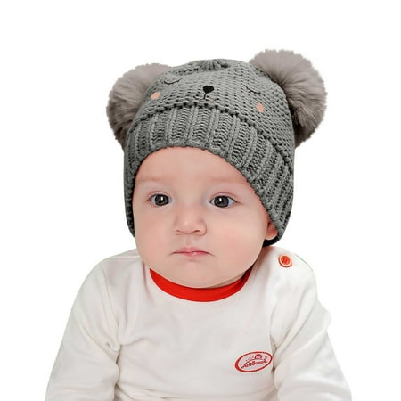 

RPVATI Newborn Infant Toddler Baby Kids Children Child Winter Pompom Beanie Hats Breathable Warm Knitted Beanie for Boys Girls Hats 0-3Y