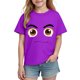 thumbnail image 5 of Blusas y camisas de manga corta con cuello redondo para niños y niñas, color liso, con estampado de expresión linda, manga corta, holgadas y cómodas, blusa para niña, 5 of 6