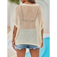 thumbnail image 4 of Womens Crochet Sweater Tops Batwing Short Sleeve Oversized Boat Neck Boho Knit Summer Beach Cover Ups, 4 of 7