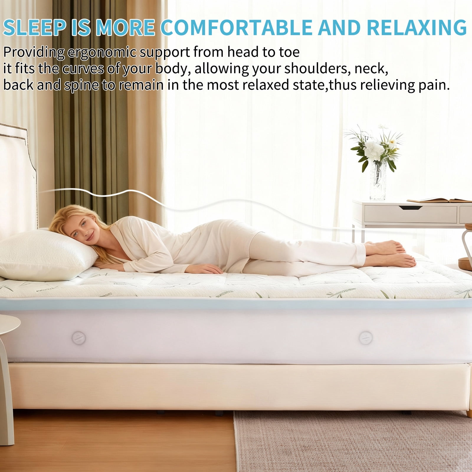 Twin Size 4 Inch Dual Layer Memory Foam Mattress Topper, 2 Inch Cooling Gel Foam + 2 Inch Pillow Top Cover, Medium Support Bed Pad for Back Pain Relief