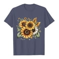 thumbnail image 5 of Mifsaly Womens Short Sleeve Tops Short Sleeve Cotton Tshirts Sunflower Bouquet Printed Loose Cut Summer Casual Fashion Basic Tee XXL, 5 of 6