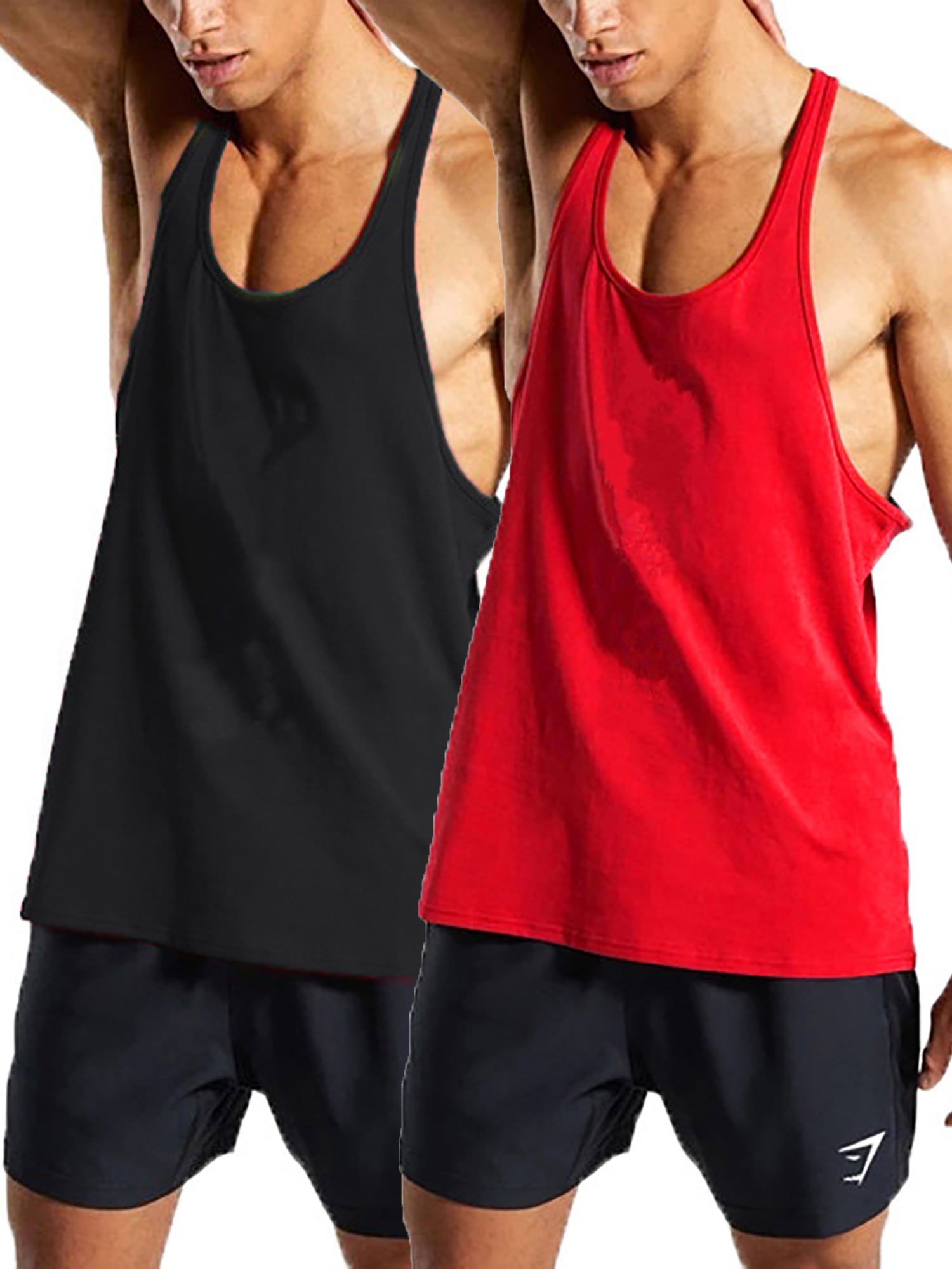 Men's Muscle Tank Tops Y-Back U-Neck Sleeveless T-Shirts Summer Casual Regular-fit Undershirts Big & Tall 
