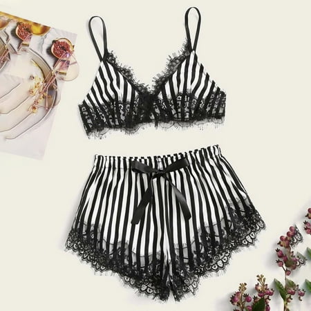 

Ykohkofe New Sexy Lace Lingerie Silk Underwear Sleepwear Underwear Pajamas Satin