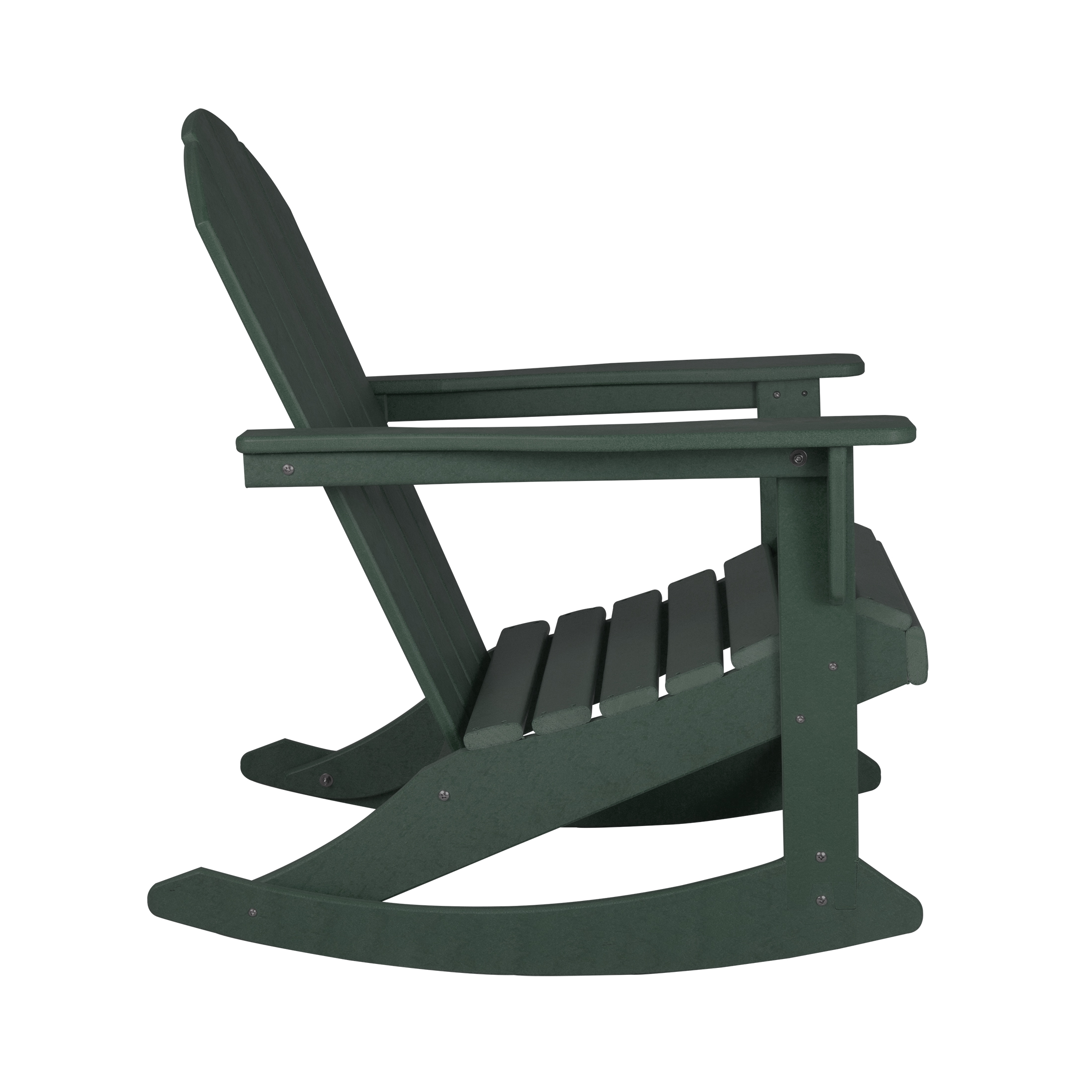 GARDEN Plastic Adirondack Rocking Chair for Outdoor Patio Porch Seating, Dark Green - image 4 of 7