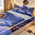 thumbnail image 3 of Manfei Kawaii Xmas Moose Zipper Queen Comforter Set with Fitted Sheet and 2 Pillowcases, Winter Lodge Cabin Zipper Bedding Set, Light Blue, Gray Reversible, 4-Piece, 3 of 7