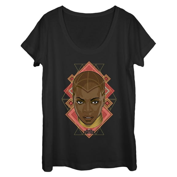 Women's Marvel Black Panther 2018 Okoye Portrait  Scoop Neck Black Medium