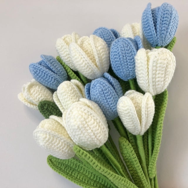 Ramo de tulipanes tejido a mano, bolsa de material para manualidades, crochet, lana, regalo casero para novias, día de San Valentín