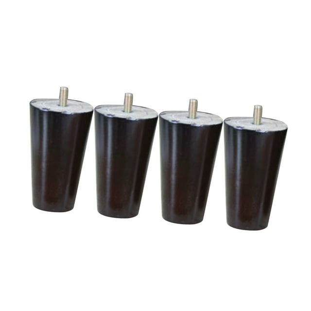 4 piezas de 4'', 5'', 6'' y 8'' patas cónicas de madera maciza para sofá, gabinete, silla, muebles Negro 10cm H