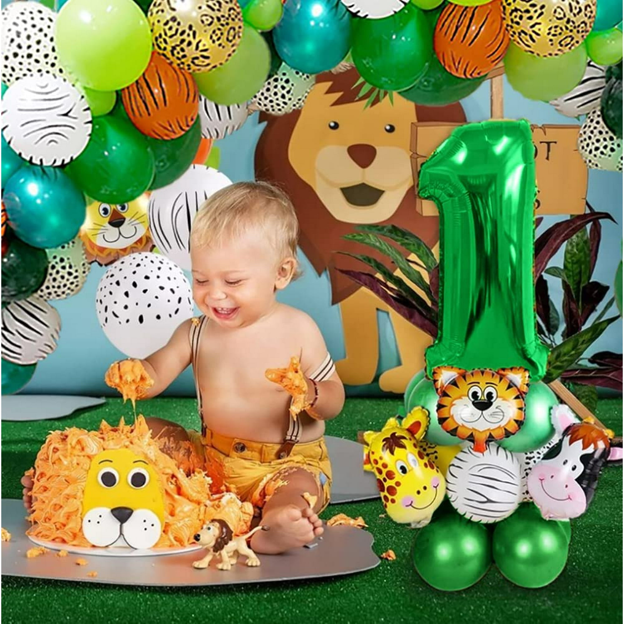 Jungle 1 Year Old Boy Birthday Party Decorations 1 Year Old Baby Boy Birthday Party Decorations 1 Year Old Birthday Balloons Animals with Latex Jungle 1 Year Old Balloons for 1 Year