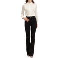 thumbnail image 2 of INSPIRE CHIC Women's Point Collar Button Up Long Sleeve Satin Office Business Casual Shirt, 2 of 6