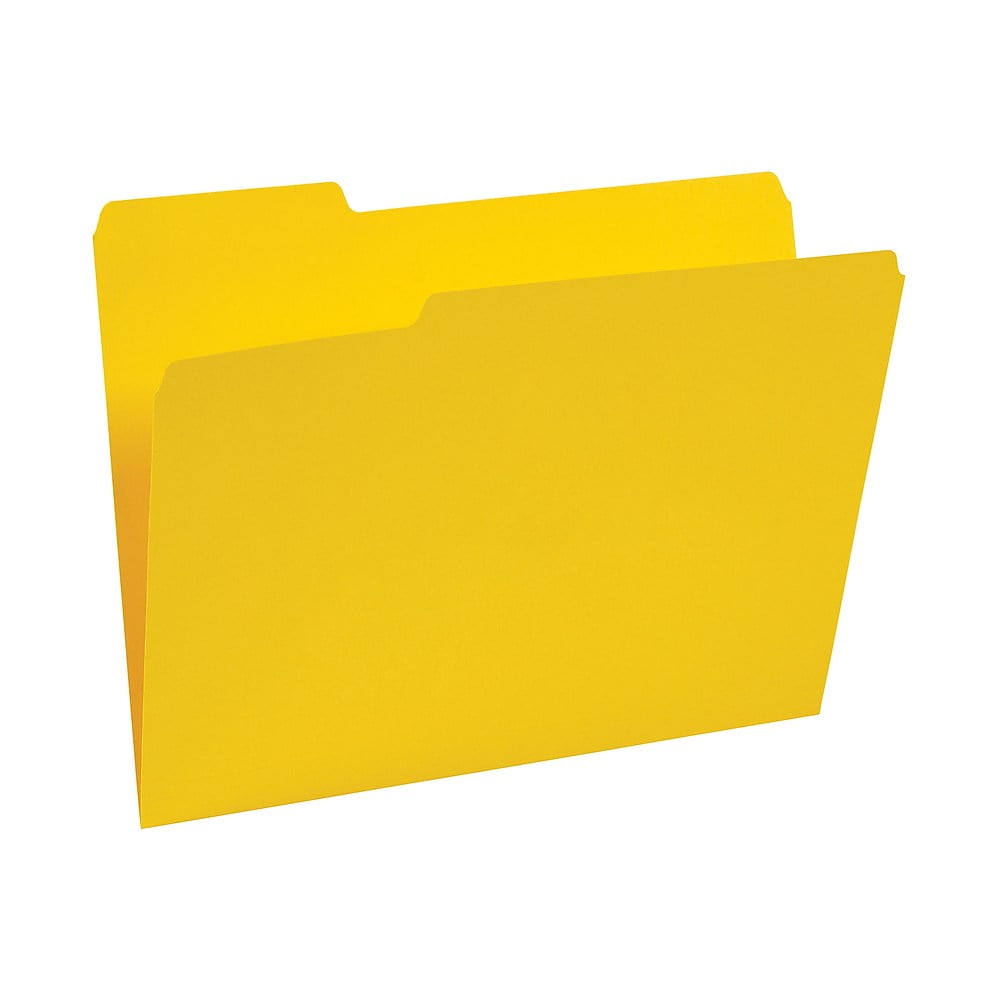Staples Colored TopTab File Folders 3 Tab Yellow Letter Size 100/Pack