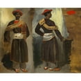 thumbnail image 2 of Eugène Delacroix 14x12 Gold Ornate Wood Frame and Double Matted Museum Art Print Titled - Two Studies of a Standing Indian from Calcutta (C. 1823-1824), 2 of 4