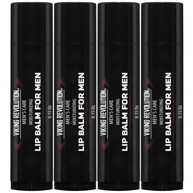 Viking Revolution All Natural Lip Balm - Hidratante para labios secos y agrietados (paquete de 4)
