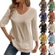 thumbnail image 1 of Manga larga blanca,Camiseta informal de cuello redondo y manga 3/4 para mujer, corte holgado, tejido fino y transpirable, cómoda para todo el día, sopatenor, 1 of 9