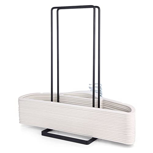 Hanger Organizer Stacker,Storage Rack Holds up to 58 Velvet Hangers for Closet & Laundry Room,Portable Hanger Holder Keeps Adult & Children's Hangers Neat & Tidy