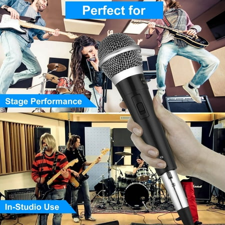 TSV Professional Handheld Microphone, Wired Dynamic Microphones, Portable Dynamic Mic System With 10ft Cable, 1/4" Socket for Karaoke Singing Machine, Speaker, Amp, Mixer, Speech, Wedding