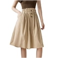 thumbnail image 6 of Utoimkio Women's Light Blue Culotte Shorts,High Waisted Cropped Wide Leg Trousers with Ruffled Waist and Buttons, 6 of 6