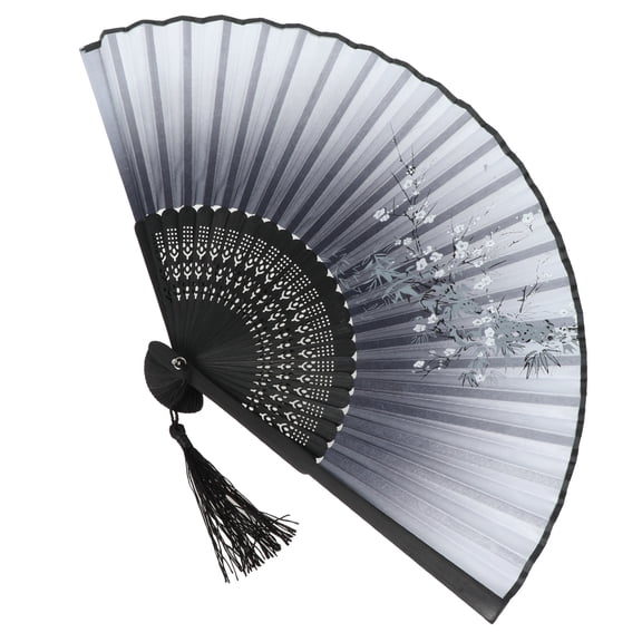 Chinese Folding Fans with Plum Silk Fabric Fan for Decoration Multi Color 7 inch
