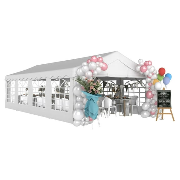 13'x26' Carport Tent - Heavy Duty Party Tent with Sidewalls & Windows - Outdoor Event Canopy - White