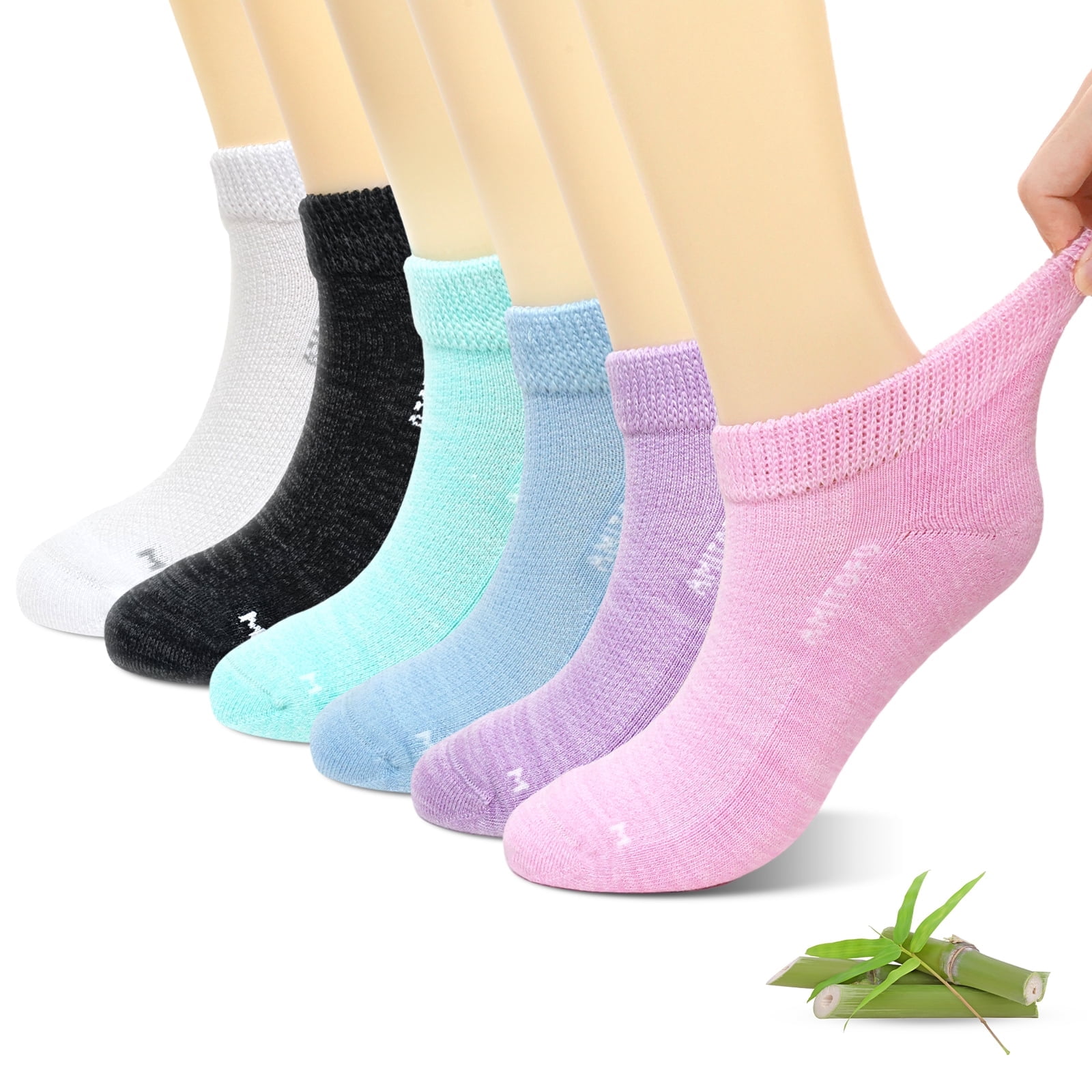 LOFIR Non Binding Diabetic Socks - Bamboo Viscose Wide Fit Neuropathy Socks with Seamless Toe for Men Women Size 9-11, 6 Pairs