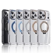 ShellTech For Apple iPhone 15 Pro Max Magnetic Ring Kickstand Hybrid Case, Lightweight PC+TPU Shockproof Anti-Scratch Non-Slip Back Cover with Wireless Charging and Anti-Fingerprint,Silver