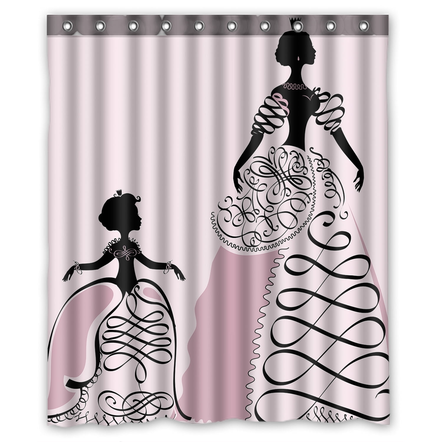 YKCG Pink Princess Girls Valentine's Day Shower Curtain Waterproof