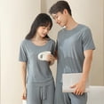 thumbnail image 5 of Migroa Mens Matching Pajama Set 2 Piece Short Sleeve Shirt Lounge Pants Soft Breathable Sleepwear Perfect Matching Loungewear for Summer Nights Green Xl, 5 of 6