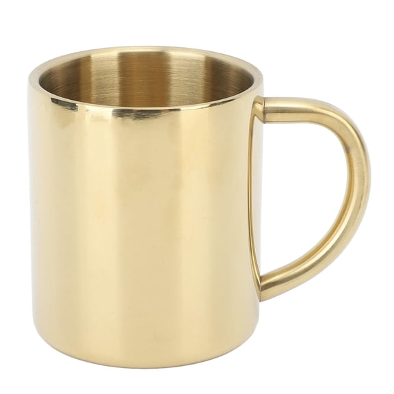 BOKYAN 220 ml Gold Double‑Wall Stainless Steel Coffee Mug – Insulated, Ergonomic Handle, Large Capacity, Ideal for Coffee, Tea & Milk