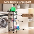 thumbnail image 2 of 4 Tier Slim Rolling Storage Cart with Pull-Out Baskets, Narrow Sliding Storage Laundry Cart, Slim Laundry Rolling Cart Between Washer and Dryer Storage, Laundry Storage Cart (Black), 2 of 14