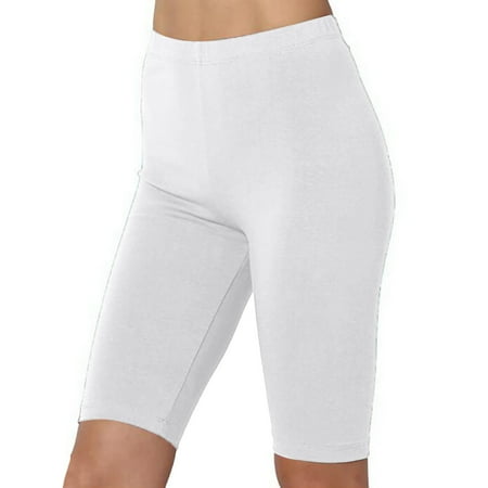 VKEKIEO Yogalicious Shorts Workout Shorts Womens High Waist Rise Solid Sweat-Resistant White 3XL