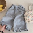 thumbnail image 1 of Nuevos pantalones hasta el tobillo de pana para primavera y otoño para niños de 1 a 7 años, pantalones florales con volantes coreanos para niñas, pantalones casuales recortados para niños, 1 of 6