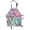 thumbnail image 1 of Doodle Apron Hand Drawn 3D Love Lettering Psychedelic Goorvy Sixties Inspired Design Peace Kiss U, Unisex Kitchen Bib Apron with Adjustable Neck for Cooking Baking Gardening, Multicolor, by Ambesonne, 1 of 3
