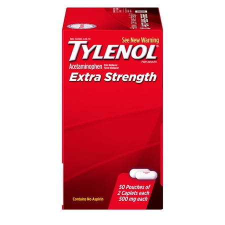 Tylenol Extra Strength Caplets with Acetaminophen, 2-pack of 50 ct