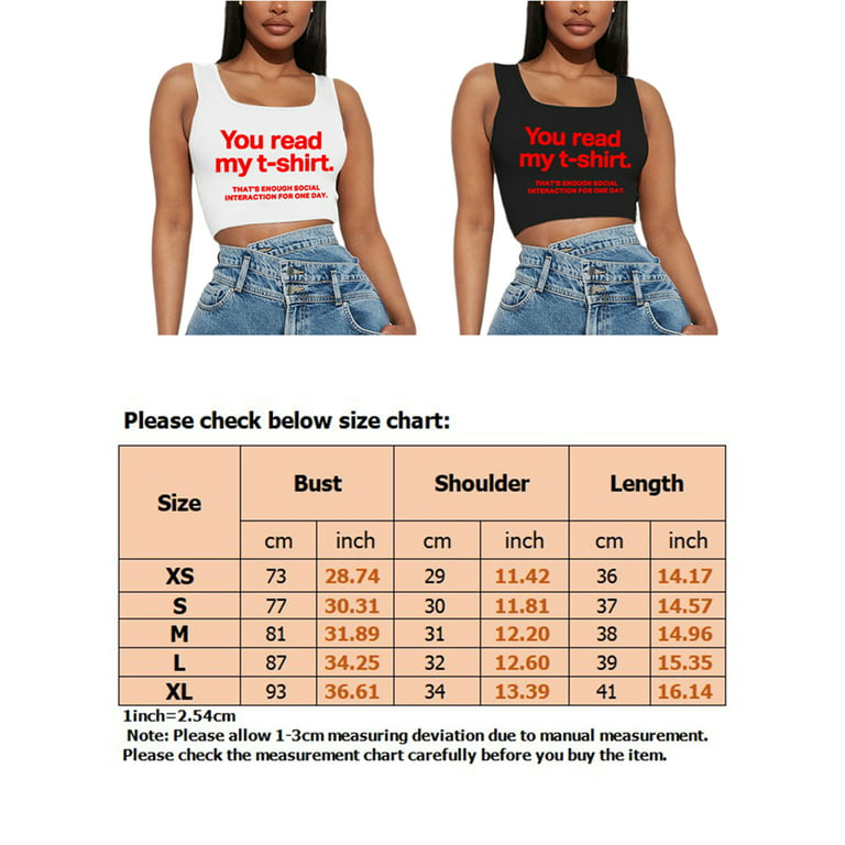 Glonme Ladies Summer Crop Top Letter Print Cropped Tank Tops Square Neck T  Shirts Beach Boho Blouse Casual Sleeveless Tee Black L 