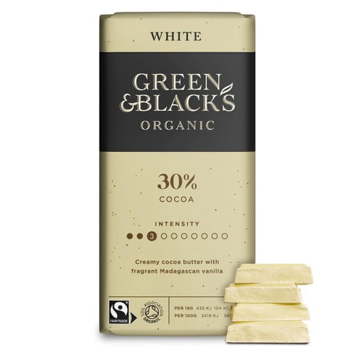 Green & Black's Organic White Chocolate Bar 90g, British Import (Pack of 3)
