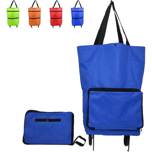 Foldable Shopping Bag with Wheels, 2-in-1 Foldable Shopping Cart, Collapsible, Grocery Cart