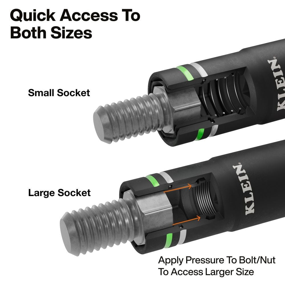 Klein Tools Knect Quad 4 Heavy Duty Impact Flip Socket Metric 2 Pieces