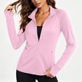 thumbnail image 4 of WAGUTH Women's Sun Protection Athletic Jacket Long Sleeve Full-Zip Workout Running Tops with Thumb Holes & Pockets,Pink,XL, 4 of 5