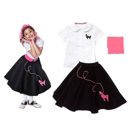 Child 3 pc - 50's Poodle Skirt Outfit - Medium Child 8 / Black