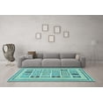 thumbnail image 3 of Ahgly Company Indoor Rectangle Abstract Light Blue Modern Area Rugs, 2' x 4', 3 of 4