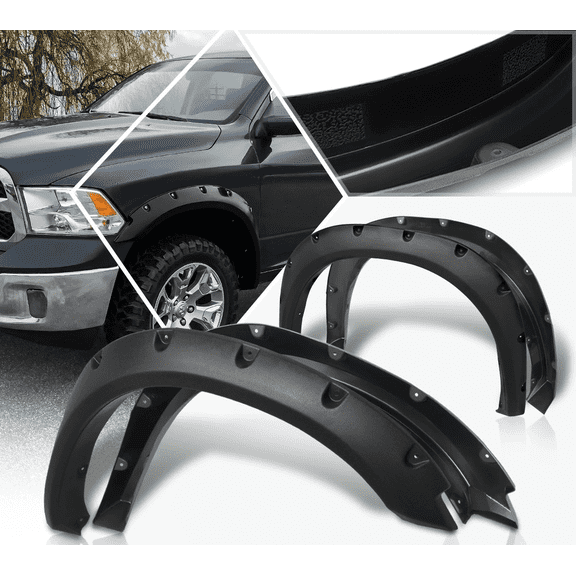 Pocket Rivet Wheel Fender Flare Matte Texture Fit For Dodge Ram 1500 2009-2023