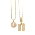 thumbnail image 1 of Full 26 Letter Pendant Necklace Women's Copper Round Flower Letter Set 2pc, 1 of 6
